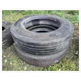 Stack of 255/80R22.5 tires (2)