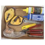 Chalk line and chalk, tools