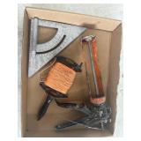 Square angle, cock gun, chalk line