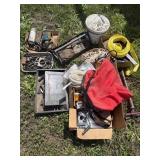 Misc. hardware, strap, tool bag, rope, etc