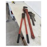 Pipe wrenches and bolt cutter