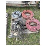 Wheel weights, pump and hose
