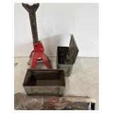 Jack, toolboxes, and mop