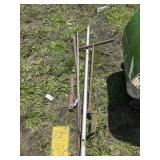 Toolbox w/ wrenches, post hole digger, breaker bar