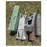 Trap, chicken wire, step stool, etc