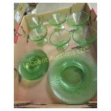 green depression set plates sherbets