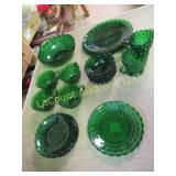 vintage green dperession bubble glass set