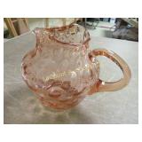 beautiful pink depression pitcher bubble glass
