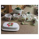 McCoy strawberry set teapot mugs butter salt