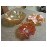 3 carnival glass bowls ruffled edge beautiful