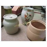 3 pottery pcs covered pot floral design