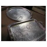 2 hand wrought aluminum platters artist stamped