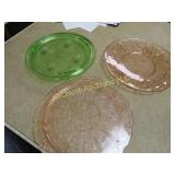 3 beautiful depression glass platters plates
