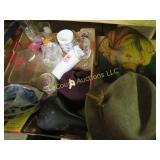 assorted glasses pepsi A & W hats bike seat