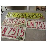 5 vintage wisconsin license plates