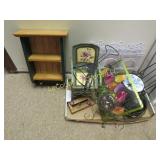 asorted decor wood shelf mini chairs metalware