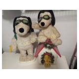 Pair Plush Snoopy plush figures doghouse woodstock