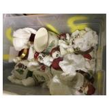 tote w Christmas ceramic decor pieces
