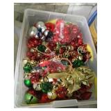 tote w beautiful Christmas ornaments bells