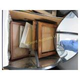 mirrored shelves, assorted frames