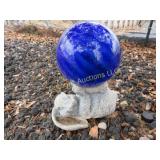 bunny with gazing ball garden decor