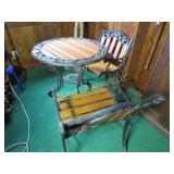 cast metal and wood patio bistro set HEAVY