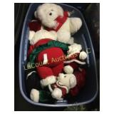 tote w beautiful Christmas plush bearsr