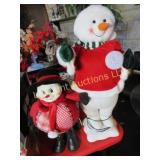 animated snowman and another holiday decor