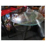 round glass top side table
