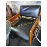pair vintage wood arm chairs mod