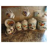 Fruit themed canister set coffee set cups plates