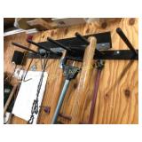 large squeegie shovel, car tire iron misc