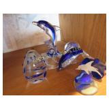 glass dolphin figures paperweight beautiful pieces