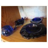 art deco  blue woman ashtray blue paperweight