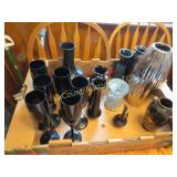 Black glass vases wine glasses more
