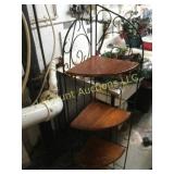 small wood metal corner shelf apx 4' high