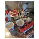 Cardinal bird plates welcome pitcher more
