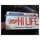 large Miller Hi-Life metal license plate
