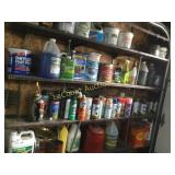 all fluids on the shelves some older gas cans
