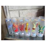 vintage circus anmals tom collins glasses