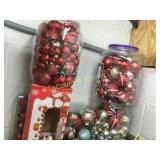 huge amount red themed tree ornaments