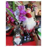 Scotte dog cookie jar & flowers iris Santa