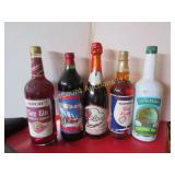 Seaked bottles assorted bar liquids