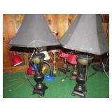 pair table lamps assorted desk lamps behind