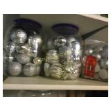 many silver Christmas ball ornaments