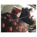 santa in sleigh red ornaments