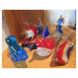 art glass fish birds bluebird of happiness frog