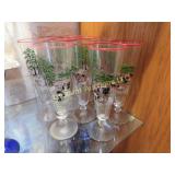 10 vintage pilsner style glasses country scene