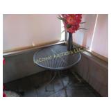 patio bistro table vase with flowers