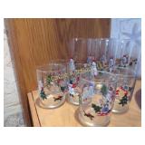 holiday glass set snowman kidssledding dog